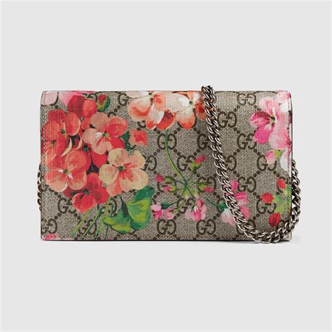 gucci gg blooms supreme chain wallet multi rose|GG leather chain wallet in rose beige GG leather.